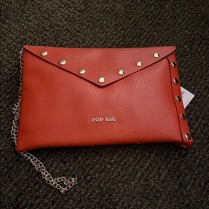 Burnt Orange Clutch with Gold Accents